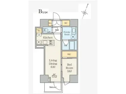 アニモウダガワ(1LDK/11階)の間取り写真