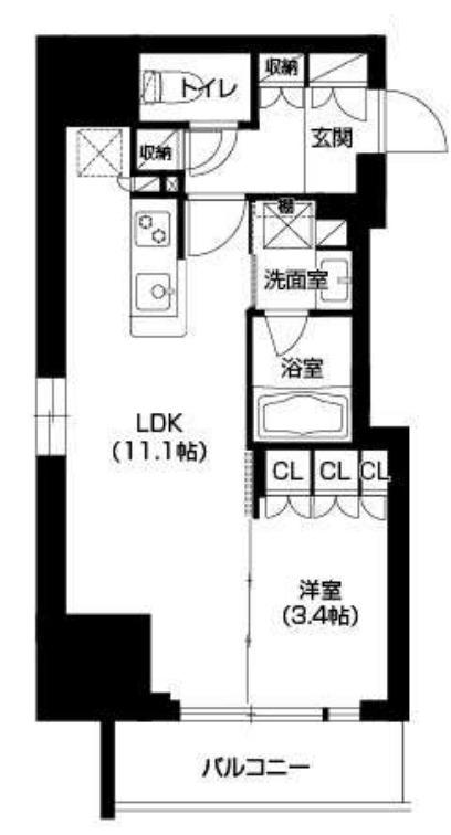 アーバネックス四ツ橋(1LDK/12階)の間取り写真