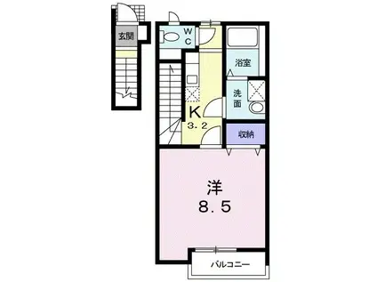 ベル・フラン(1K/2階)の間取り写真