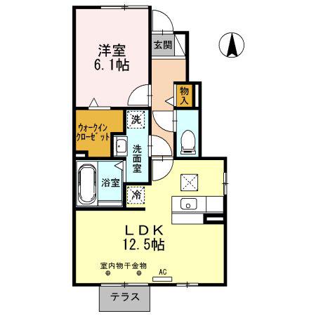 ブランシュール(1LDK/1階)の間取り写真