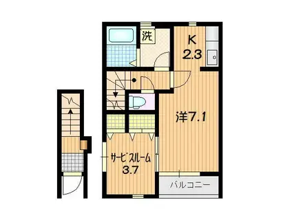 KINGDOMII(1SK/2階)の間取り写真