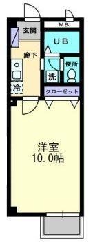 カレッジハイツ山地A・B棟(1K/1階)の間取り写真