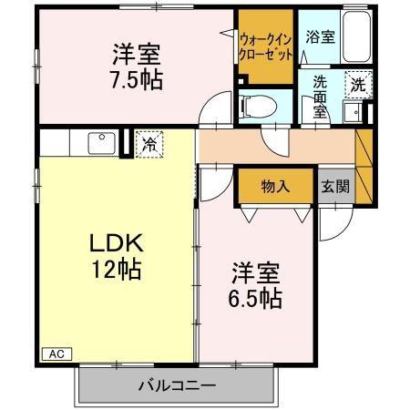 ベルデ藤原(2LDK/2階)の間取り写真