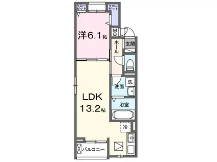 クオーレ III(1LDK/2階)の間取り写真