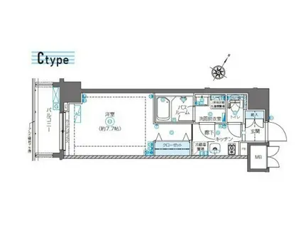 ZOOM南麻布(1K/5階)の間取り写真