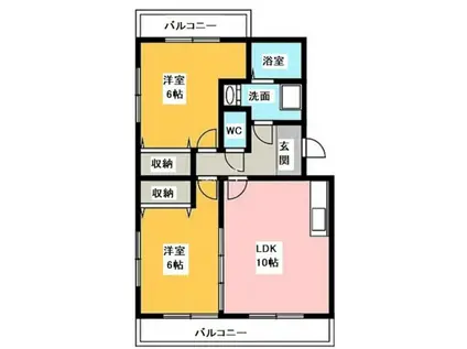 フォレスト笠井(2LDK/2階)の間取り写真