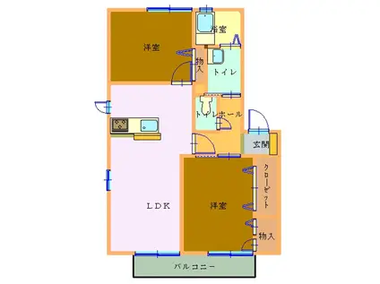 グラン・ディパールB(2LDK/2階)の間取り写真