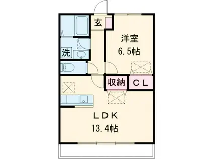 ルネス・リバーサイドKITAJIMA(1LDK/2階)の間取り写真