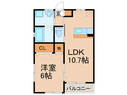 ロイヤルハイツ川西(1LDK/2階)の間取り写真
