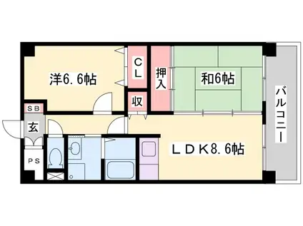 リアライズ加古川II(2LDK/3階)の間取り写真