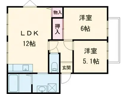 ラ・フォーレ2番館(2LDK/1階)の間取り写真