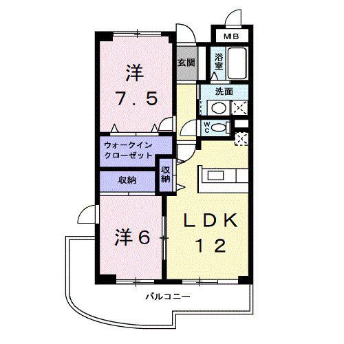 アズゥール(2LDK/5階)の間取り写真