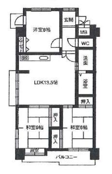 レジデンスマサノ1(3LDK/5階)の間取り写真