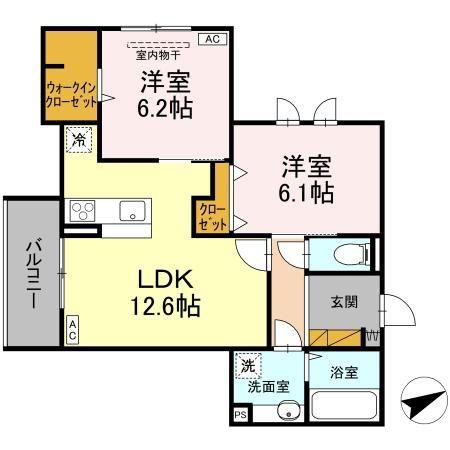 DS LIEN  C(2LDK/3階)の間取り写真
