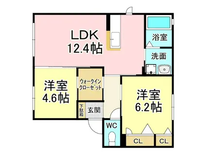 シャーメゾン谷町(2LDK/1階)の間取り写真