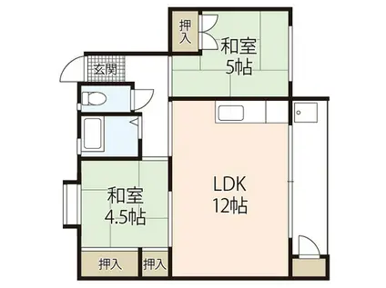鈴が台団地I棟(2LDK/4階)の間取り写真
