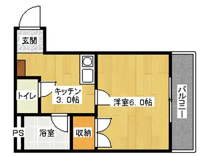 シティクロダ(1K/3階)の間取り写真