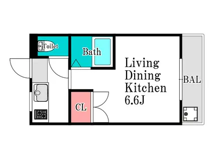 パークプレイス平井(1K/2階)の間取り写真