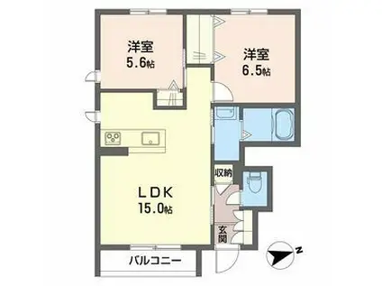 シャーメゾン チーロ(2LDK/1階)の間取り写真