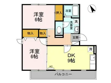 ハイカムール八乙女ST I(2DK/2階)の間取り写真