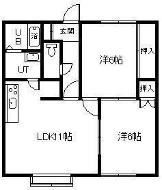 レジデンス深川A(2LDK/2階)の間取り写真