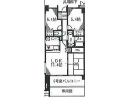 セルデ ベルデュール(3LDK/1階)の間取り写真