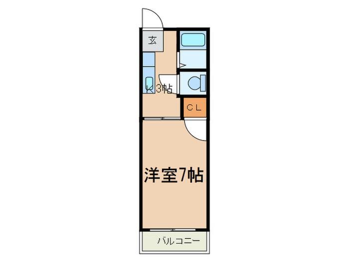 フォーブルライセンスB(1K/2階)の間取り写真