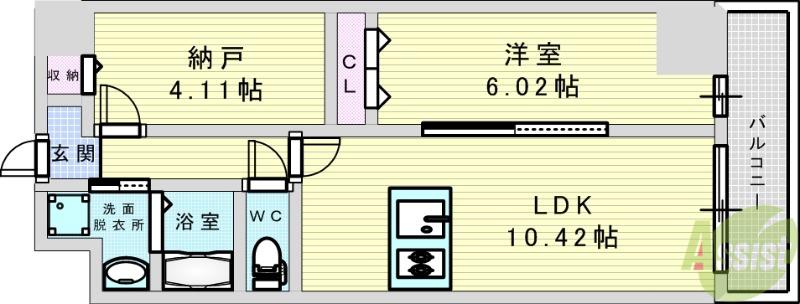 アーバンパーク新大阪(2LDK/8階)の間取り写真