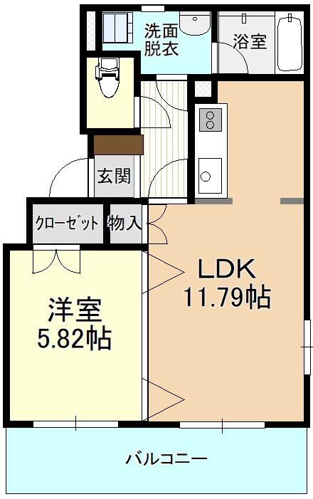 ドリームタウン三和B(1LDK/2階)の間取り写真