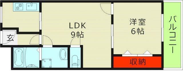 宝コーポ(1LDK/3階)の間取り写真