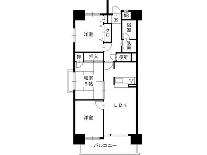 サバーブ比恵(3LDK/2階)の間取り写真