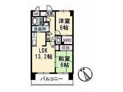 サンルーフパークマンション(2LDK/3階)の間取り写真