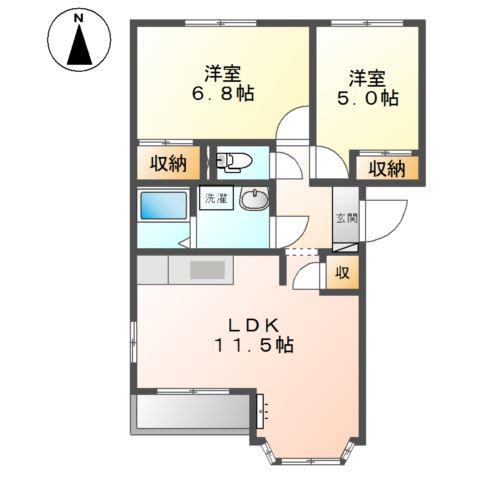 グリーンステージ(2LDK/2階)の間取り写真