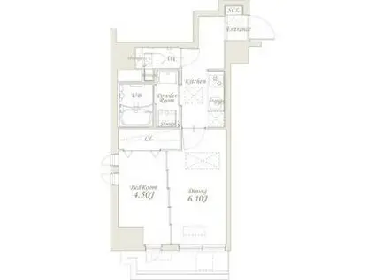 グランカーサ錦糸町 旧スプランディッド錦糸町I(1DK/5階)の間取り写真