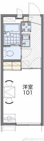 レオパレス藤が丘1番館(1K/1階)の間取り写真