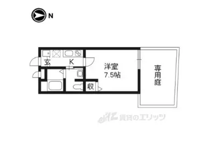 フラッティ堀川高辻(1K/1階)の間取り写真