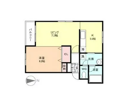 プライム1(1LDK/1階)の間取り写真