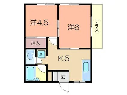 メゾン高部B(2K/2階)の間取り写真