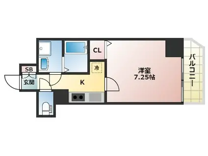 HALU花園町(1K/1階)の間取り写真