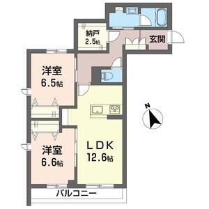 シャーメゾン湘南松が丘II(2SLDK/1階)の間取り写真