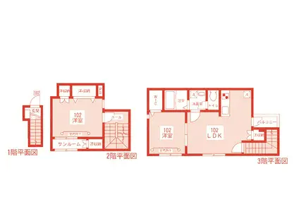 サンラシーネ(2LDK/1階)の間取り写真