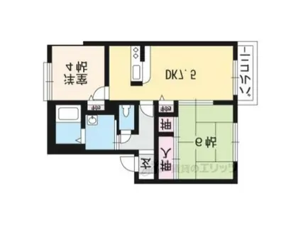 アイランド22壱番館(2DK/2階)の間取り写真