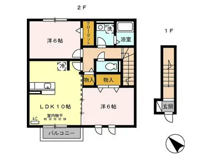 GRACEAVENUE旭が丘(2LDK/2階)の間取り写真
