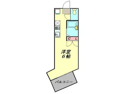 サウスヒル川越(1K/5階)の間取り写真