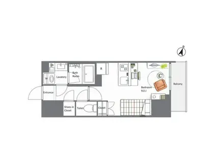 AIFLAT若松河田(ワンルーム/8階)の間取り写真