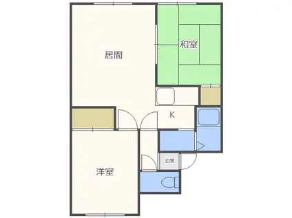 ローブ43(2LDK/1階)の間取り写真