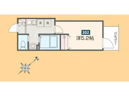 MELLAS成増(1K/3階)の間取り写真