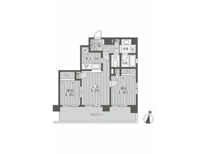 レジディア両国(2LDK/8階)の間取り写真