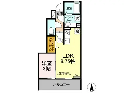 サンライトレジデンスIII(1LDK/1階)の間取り写真