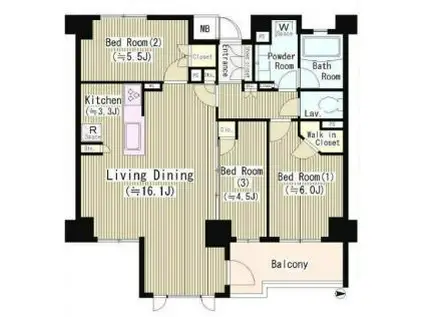 ジオ等々力(3LDK/1階)の間取り写真